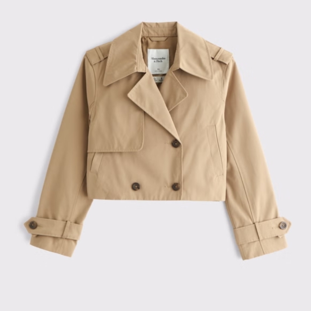 Abercrombie & Fitch Cropped Trench Coat Small NWT - Picture 2 of 7